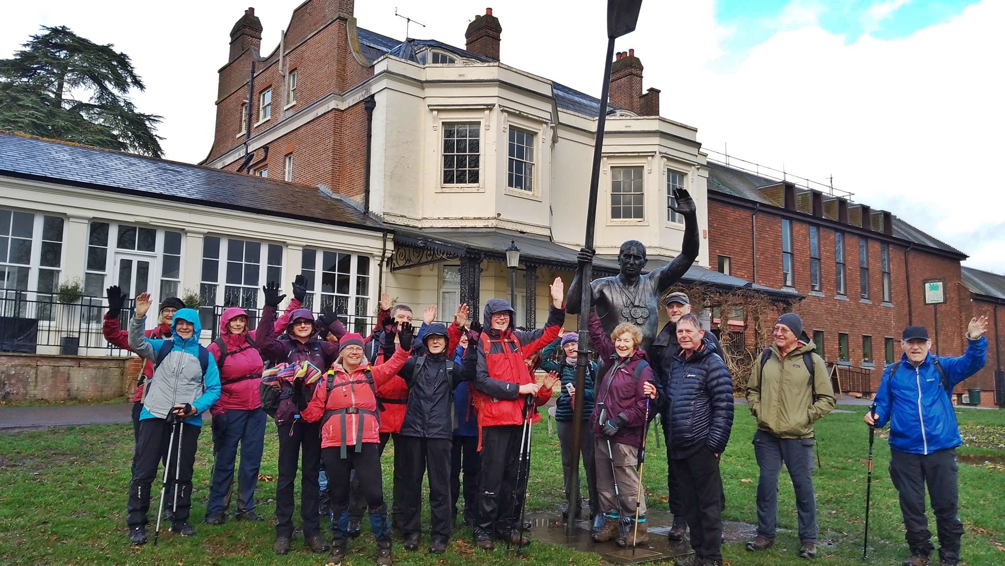 Walkers salute Steve Redgrave at his statue in Marlow