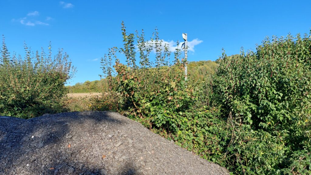Footpath blocked by slag heap
