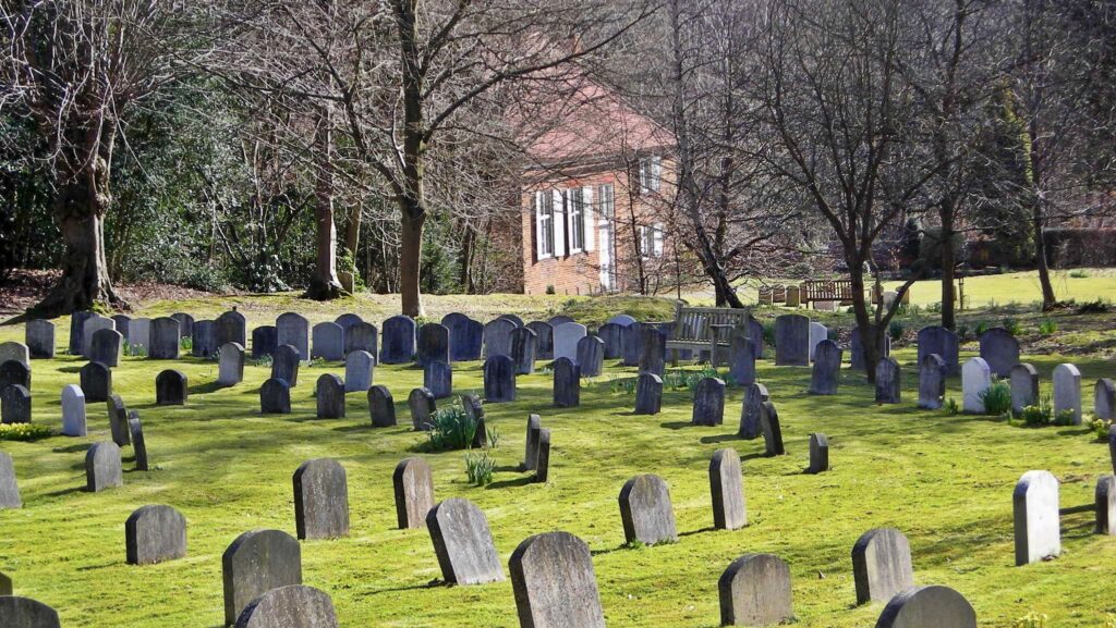 Burial ground at the Friends Meeting House in Jordans - photo by Mark Percy